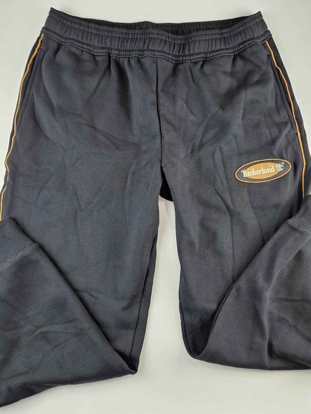 Mens Large Timberland Sweatpants Black Joggers Elastic Waist Logo Athletic Pants